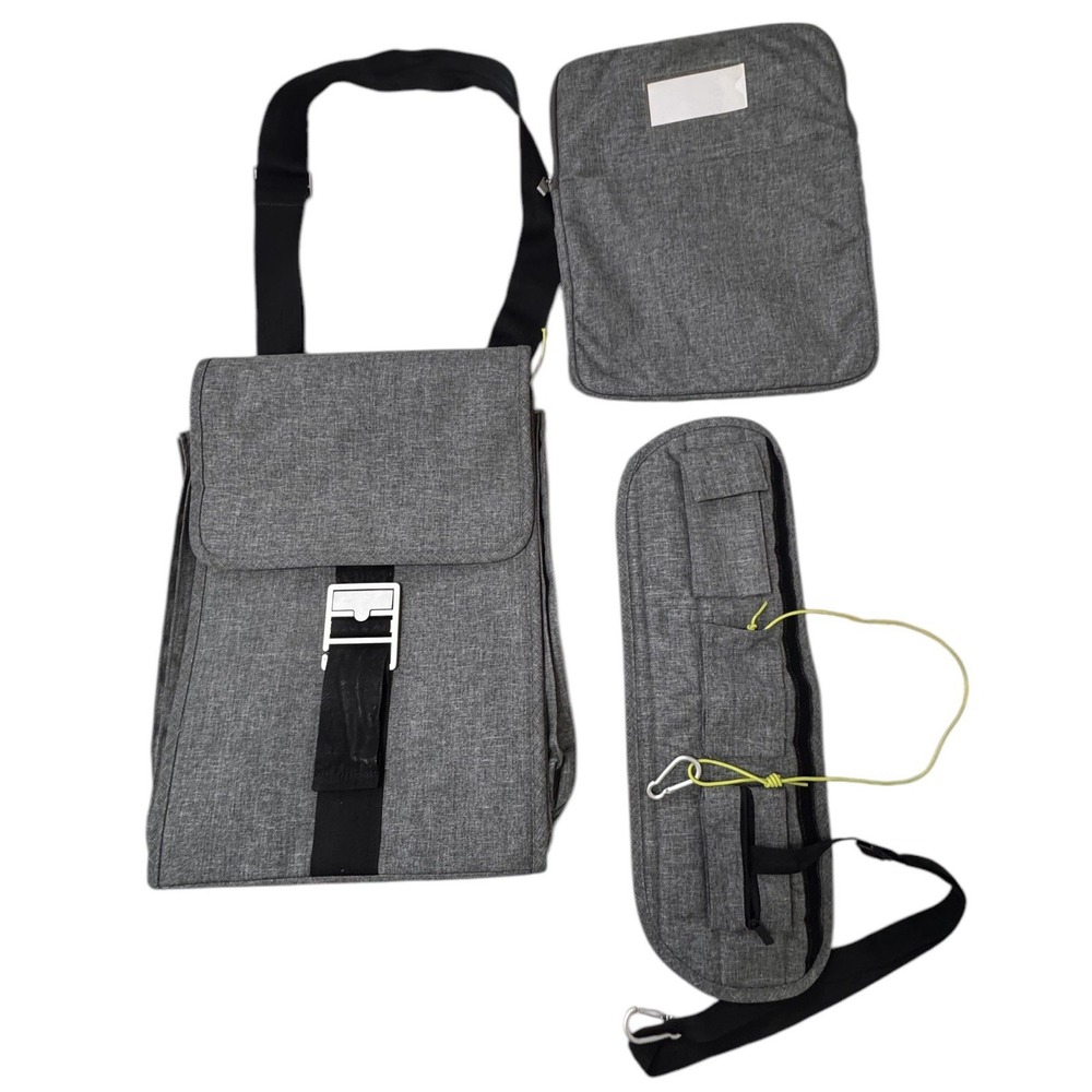 Ikea Family Upptack Expandable Gray Backpack Laptop Messenger Bag Pockets 3 Pcs